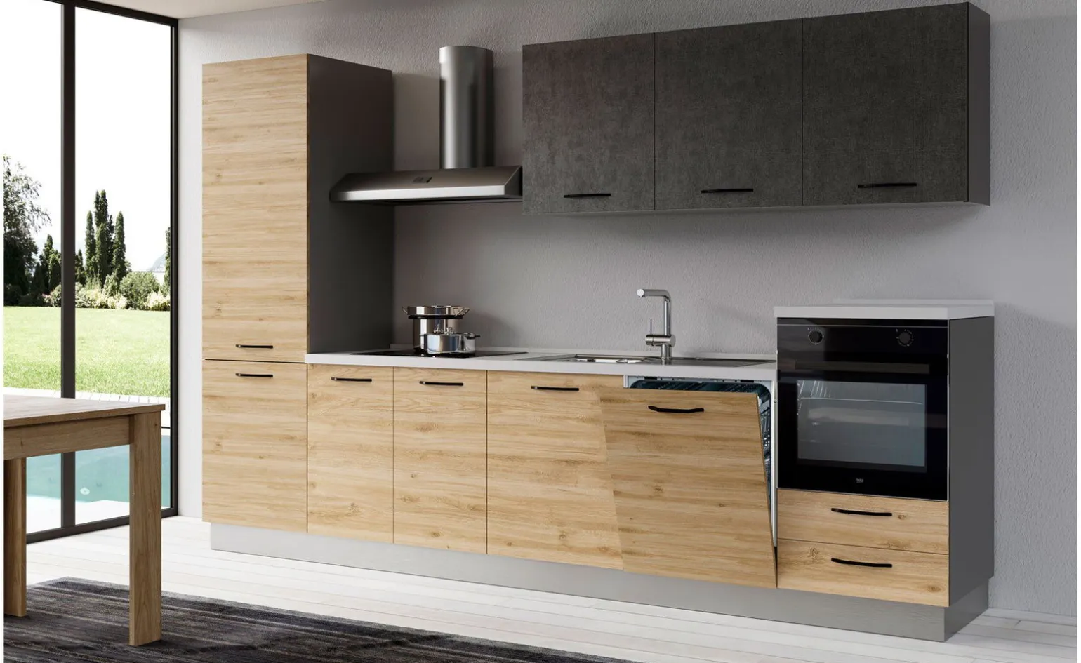 Gilda 2.0 cucina 330 cm colore rovere cadiz e portland