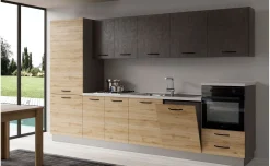 Gilda cucina  345 cm colore rovere cadiz e cemento scuro