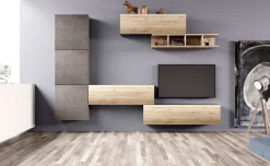 Gilda parete soggiorno 290 cm rovere cadiz e portland