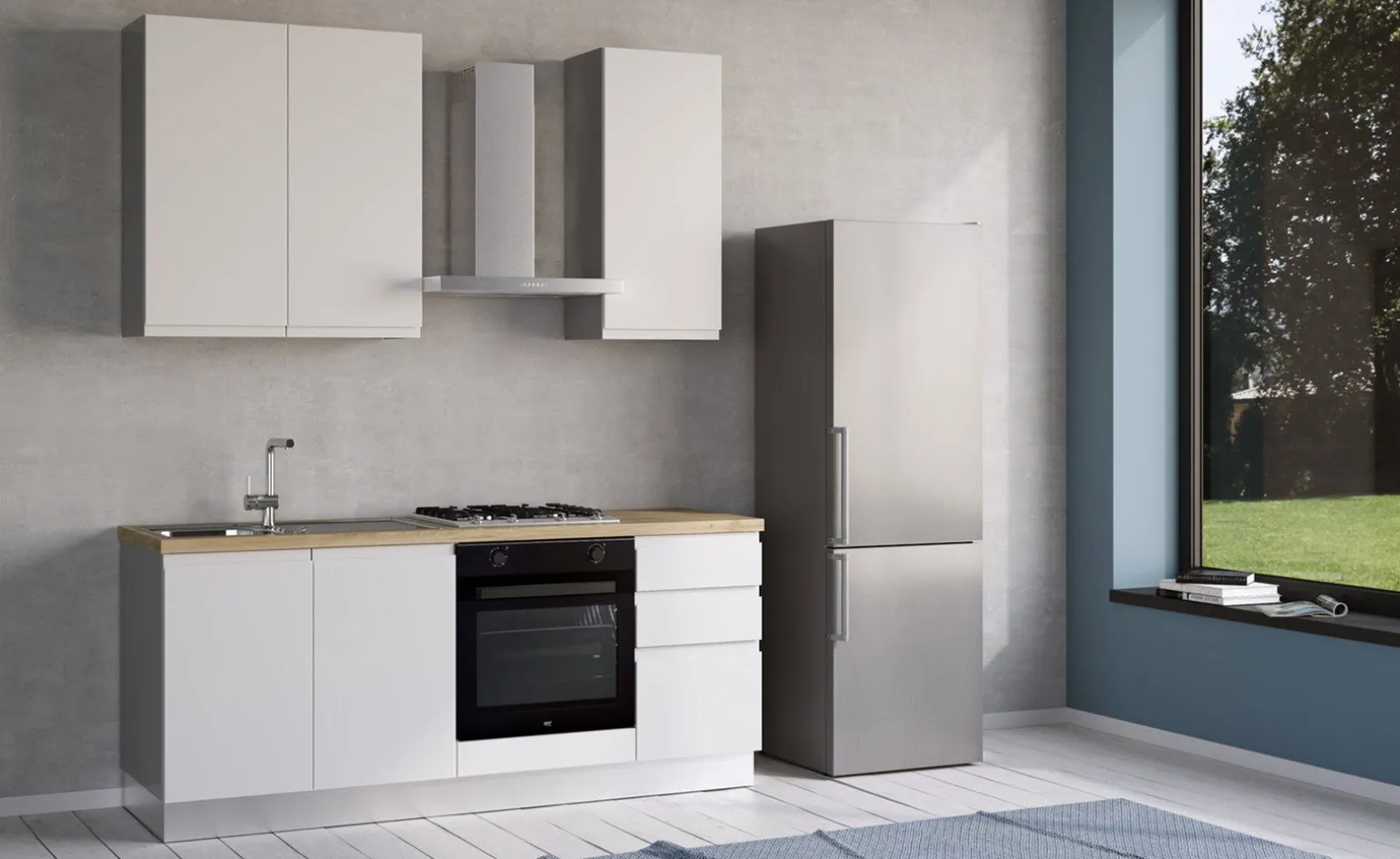 Iris cucina 195 cm colore bianco opaco