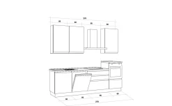 Iris cucina 270 cm colore bianco opaco con lavastoviglie