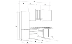 Iris cucina 270 cm colore bianco opaco con frigo