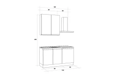 Iris cucina 150 cm colore grigio chiaro