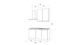 Iris cucina 150 cm colore grigio chiaro e bianco opaco