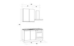Iris cucina 150 cm colore grigio chiaro con forno