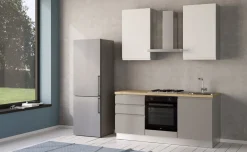 Iris cucina 180 cm colore grigio chiaro e bianco opaco