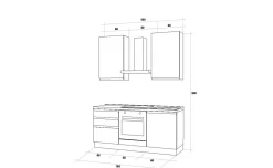 Iris cucina 180 cm colore grigio chiaro e bianco opaco