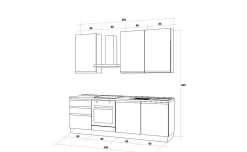 Iris cucina 240 cm colore grigio chiaro e bianco opaco