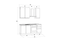 Iris cucina 195 cm colore grigio chiaro