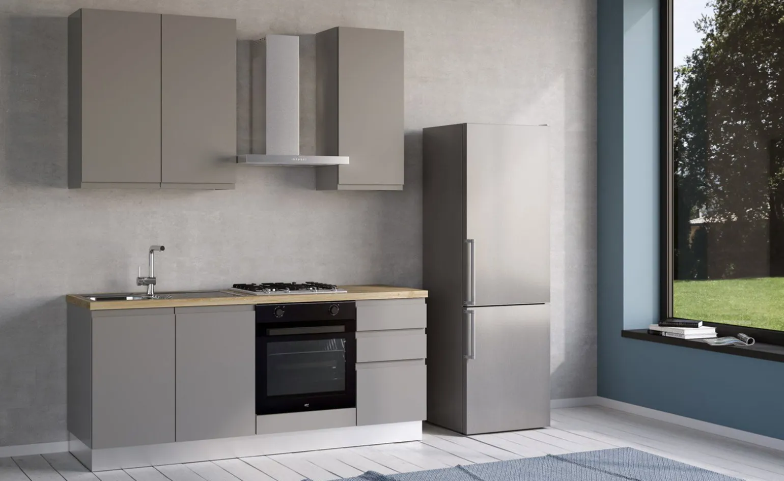 Iris cucina 195 cm colore grigio chiaro