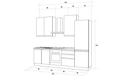 Iris cucina 270 cm colore grigio chiaro con frigo