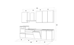 Iris cucina 300 cm colore grigio chiaro con lavastoviglie