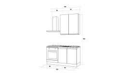 Iris cucina 150 cm colore grigio scuro con forno