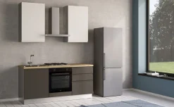 Iris cucina 180 cm colore grigio scuro e bianco opaco