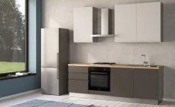 Iris cucina 240 cm colore grigio scuro e bianco opaco