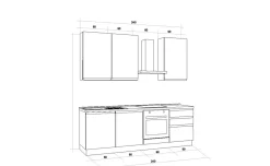 Iris cucina 240 cm colore grigio scuro e grigio chiaro
