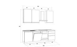 Iris cucina 240 cm colore grigio scuro con lavastoviglie