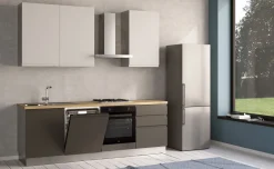 Iris cucina 240 cm colore grigio scuro e bianco opaco con lavastoviglie