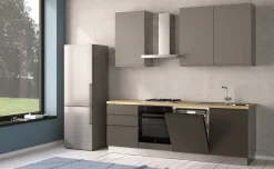 Iris cucina 240 cm colore grigio scuro e grigio chiaro con lavastoviglie