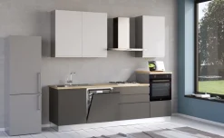 Iris cucina 270 cm colore grigio scuro e bianco opaco con lavastoviglie