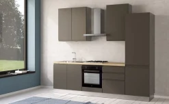 Iris cucina 270 cm colore grigio scuro con frigo