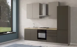 Iris cucina 270 cm colore grigio scuro e grigio chiaro con frigo