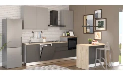 Iris isola 2 ante grigio scuro con top rovere kadiz L125,2 cm