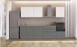 Iris Plus cucina 300 cm con piano induzione, verde e bianco opaco