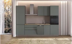 Iris Plus cucina L300 cm con piano induzione, disponibile in vari colori