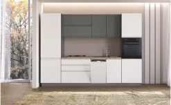 Iris Plus cucina L300 cm con piano gas, disponibile in vari colori