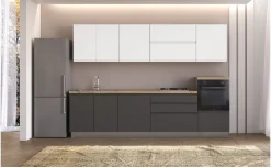 Iris Plus cucina L300 cm con piano a gas, disponibile in vari colori