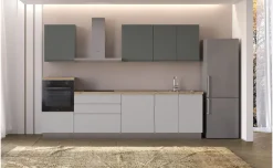 Iris Plus cucina L300 cm con piano a induzione, disponibile in vari colori