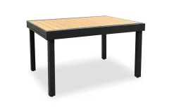 Iroko tavolo da pranzo rettangolare in alluminio antracite e naturale
