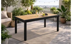 Iroko tavolo da pranzo rettangolare in alluminio antracite e naturale