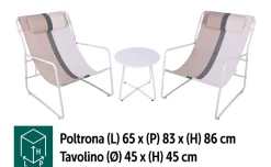 Kyros Set lounge 2 poltrone e tavolino, beige