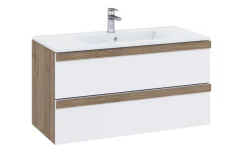 Laura base con lavabo rovere/bianco lucido L100 cm