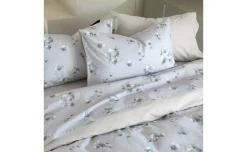 Les Uniques Copripiumino matrimoniale a fiori colore Pavone, 100% cotone