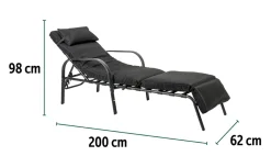 Lettino lounge Relax – schienale reclinabile – nero