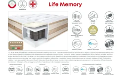 Life memory materasso una piazza e mezza 120x200 cm