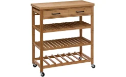 Linha carrello 4 ripiani con ruote in bamboo
