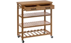 Linha carrello 4 ripiani con ruote in bamboo