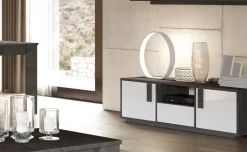 Lisbona porta TV bianco lucido e grigio