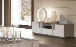 Lisbona porta TV bianco lucido e olmo