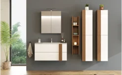 Lorena base lavabo noce biondo/bianco lucido L100 cm