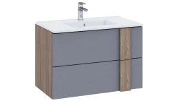 Lorena base lavabo noce tortora/metallo argento L80 cm