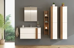 Lorena mobile bagno con lavabo, libreria, colonne e pensile specchio LED
