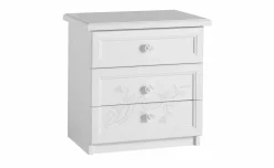 Lucrezia comodino 3 cassetti bianco con serigrafia