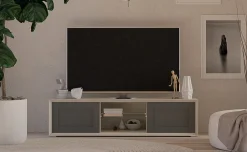 New York porta tv 2 ante colore cenere wood e piombo laccato opaco