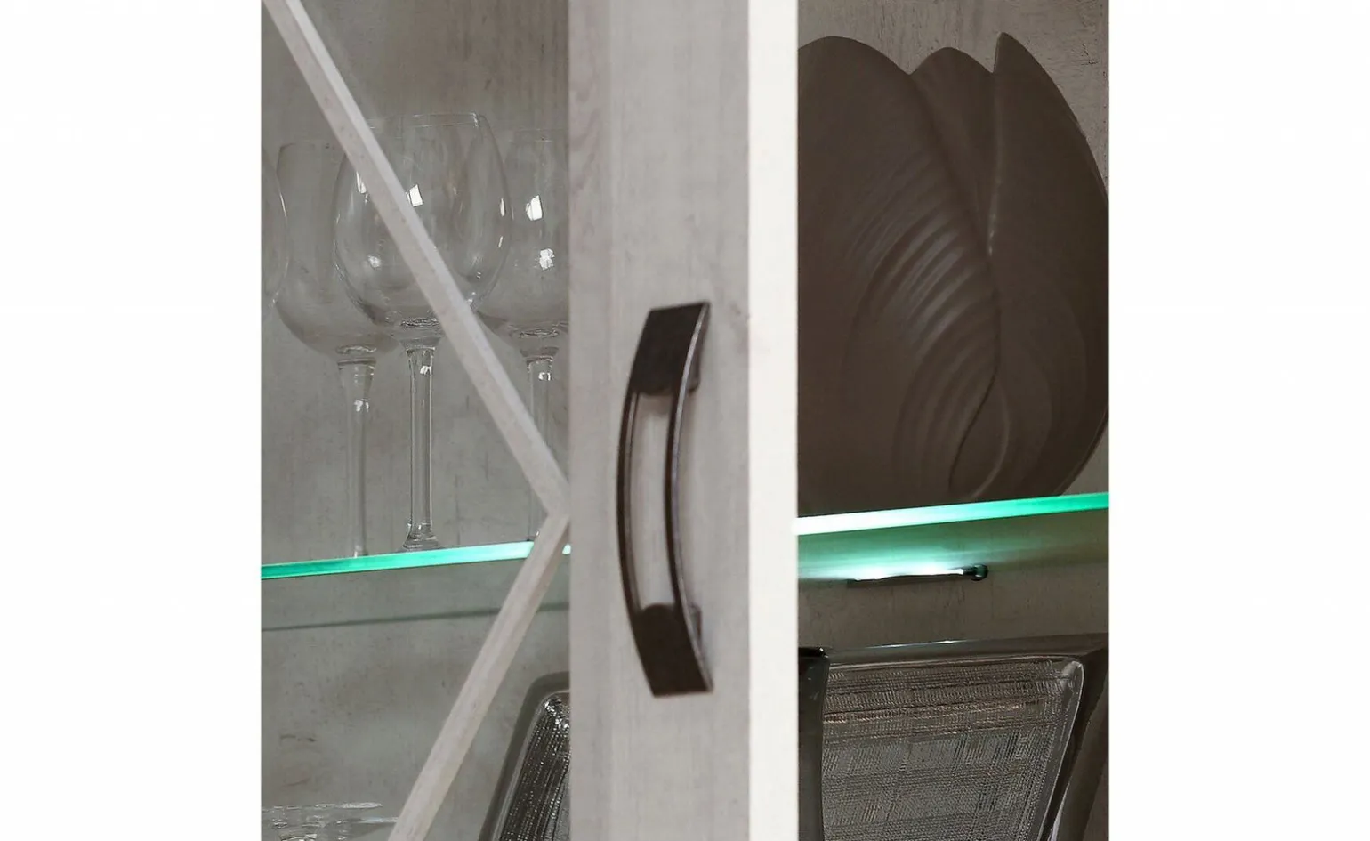 Nizza vetrina in laminato bianco 2 ante 2 cassetti