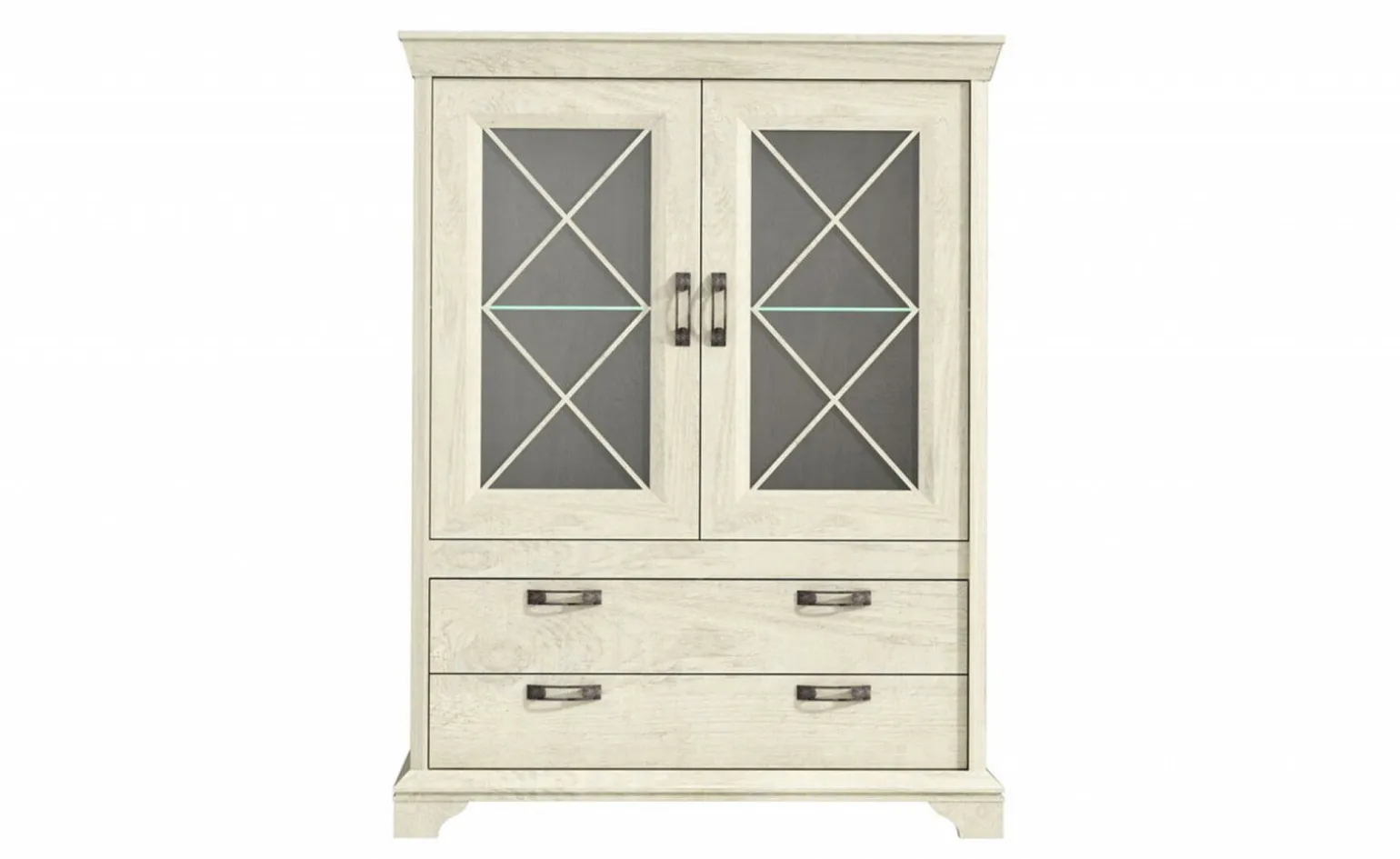 Nizza vetrina in laminato bianco 2 ante 2 cassetti